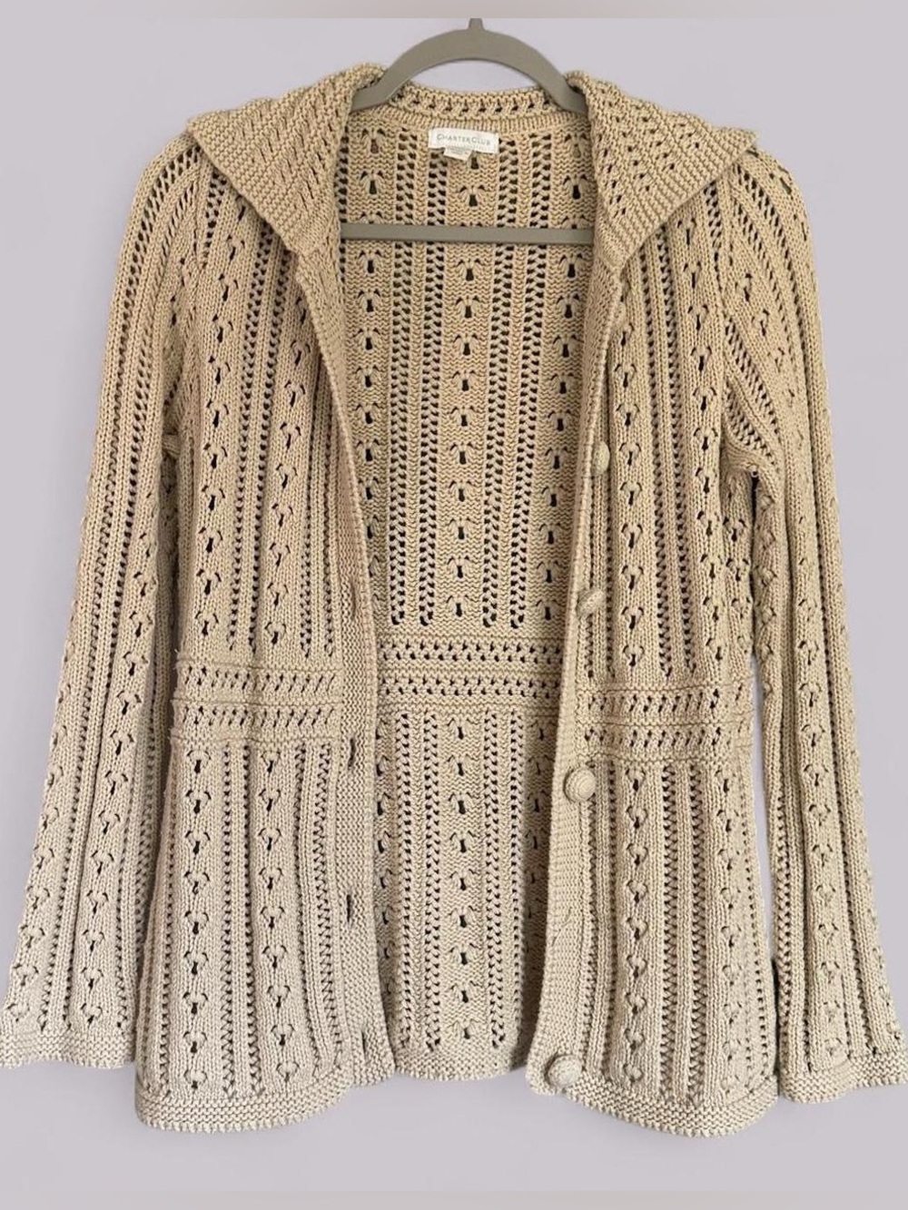 Y2K Crochet Open Knit Cardigan Sweater
